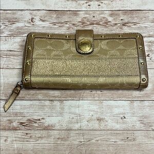 Coach Gold Textured Leather and material Wallet